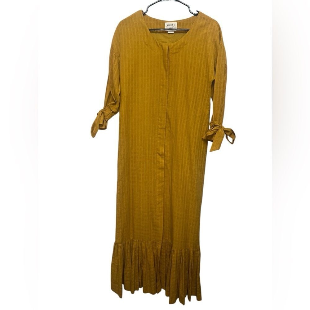 MIRTH Long Sleeved Maxi House Dress Cotton Kaftan size small Handmade Boho - Picture 2 of 8